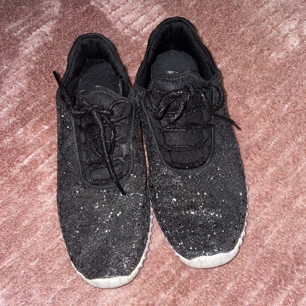 AMS Black Glitter Sneakers